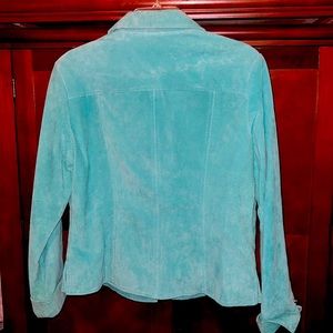 Turquoise leather button down shirt sizeM shell lining